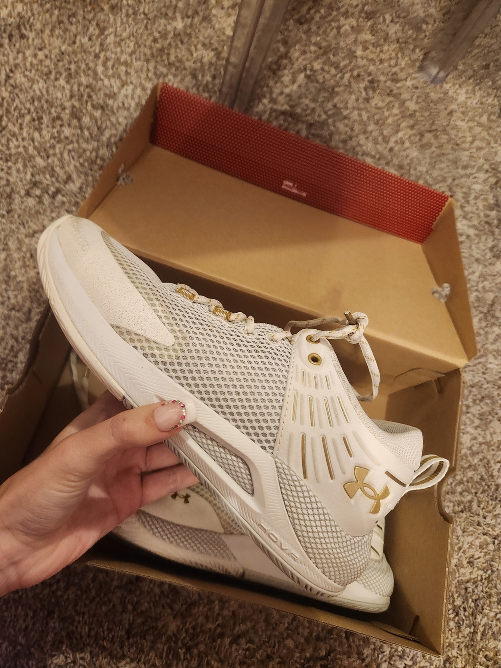 Under Armour Women's White and Gold High-Top Training Sneakers